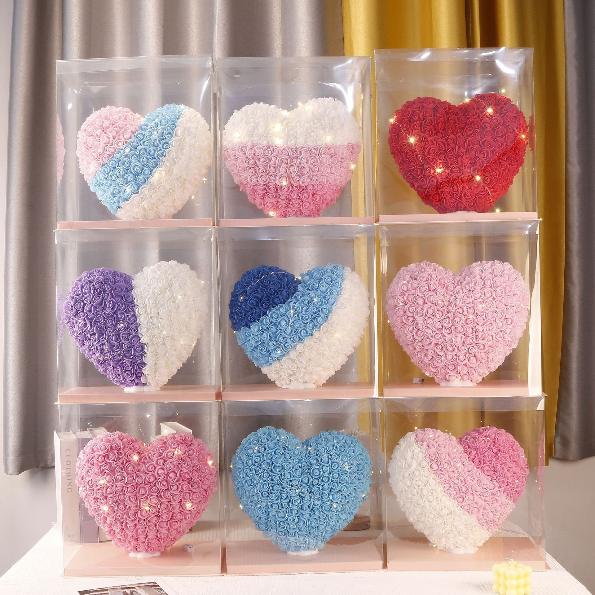 Top Sale Wholesale High Quality Valentine Gift Heart-shaped Rose Foam Flower Heart For Sale Sunflower Rose Gift Box -