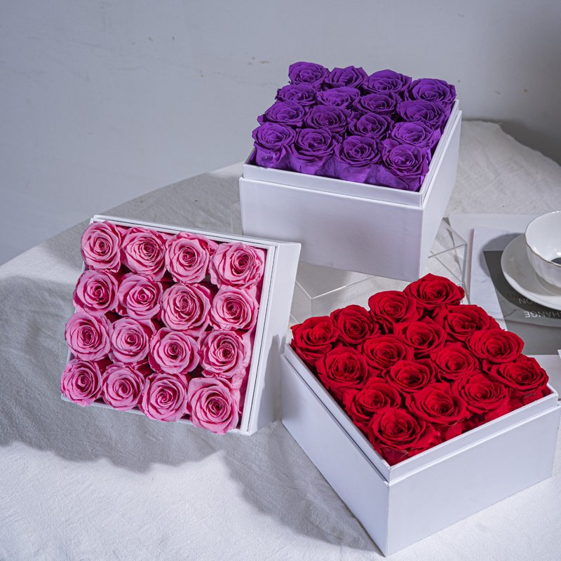 Premium Quality Luxury Preserved Roses Eternal Rose with Acrylic Box flower boxes handmade preserved flower box