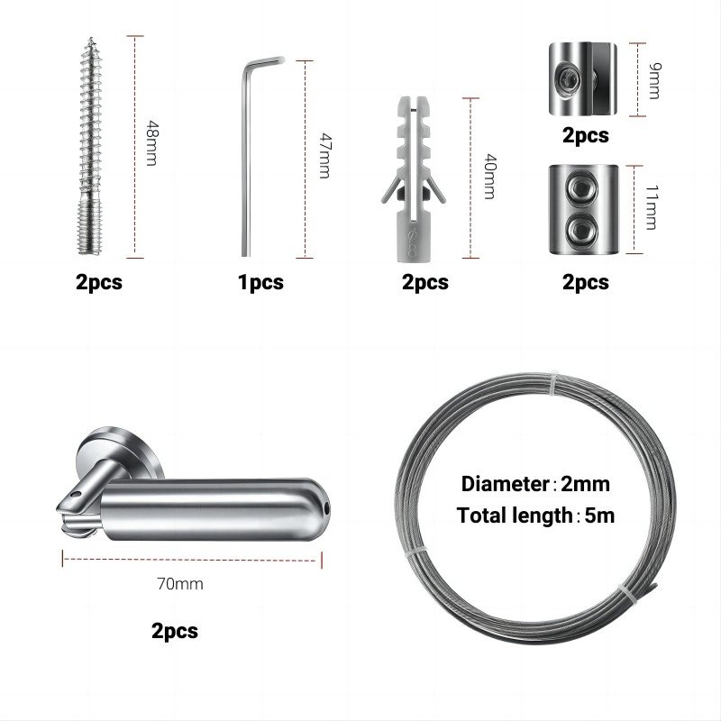 Wholesale Curtain Accessories Stainless Steel Picture Hanging Wire Rope Clothesline Wire Drapery Curtain Wire Rod