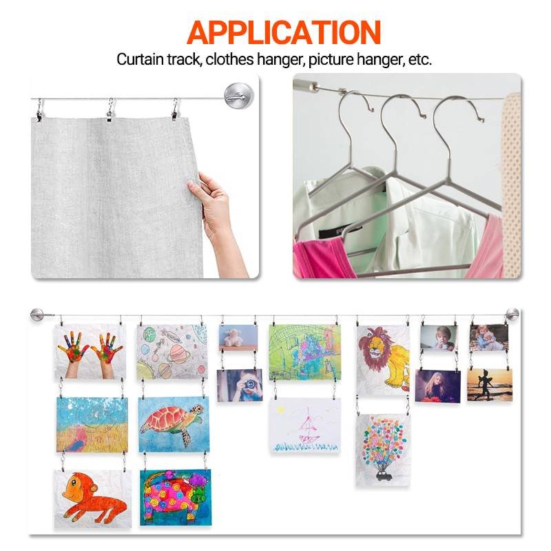Wholesale Curtain Accessories Stainless Steel Picture Hanging Wire Rope Clothesline Wire Drapery Curtain Wire Rod