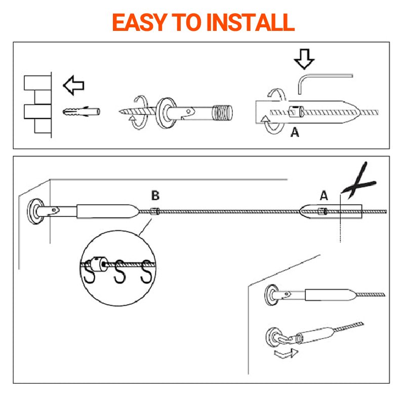 Wholesale Curtain Accessories Stainless Steel Picture Hanging Wire Rope Clothesline Wire Drapery Curtain Wire Rod