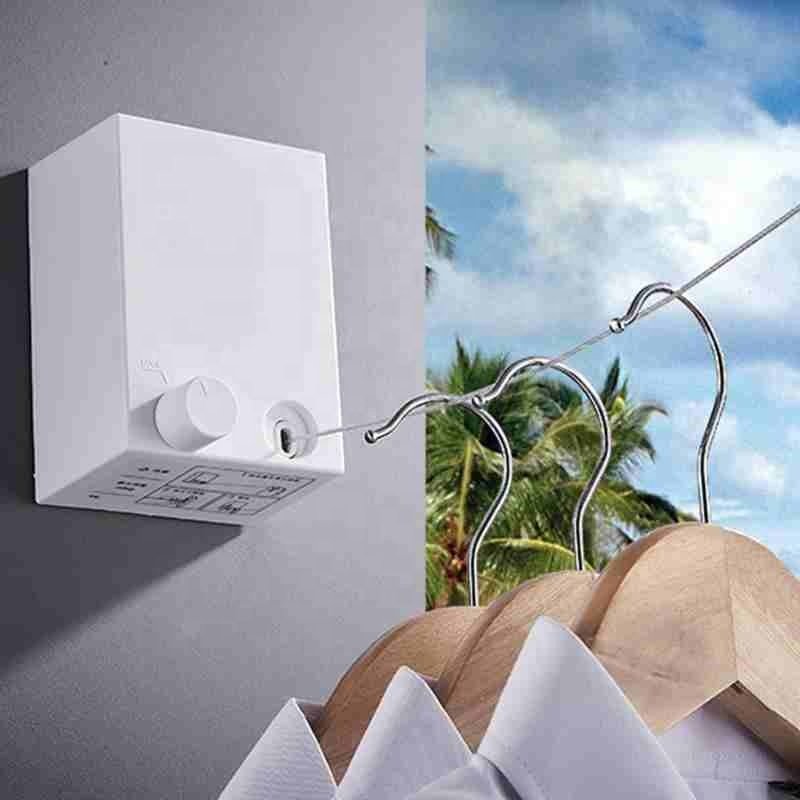 Retractable Clothesline Wire Wall Hanger Indoor Household Double-Line Telescopic Dryer Hanger for Clothes