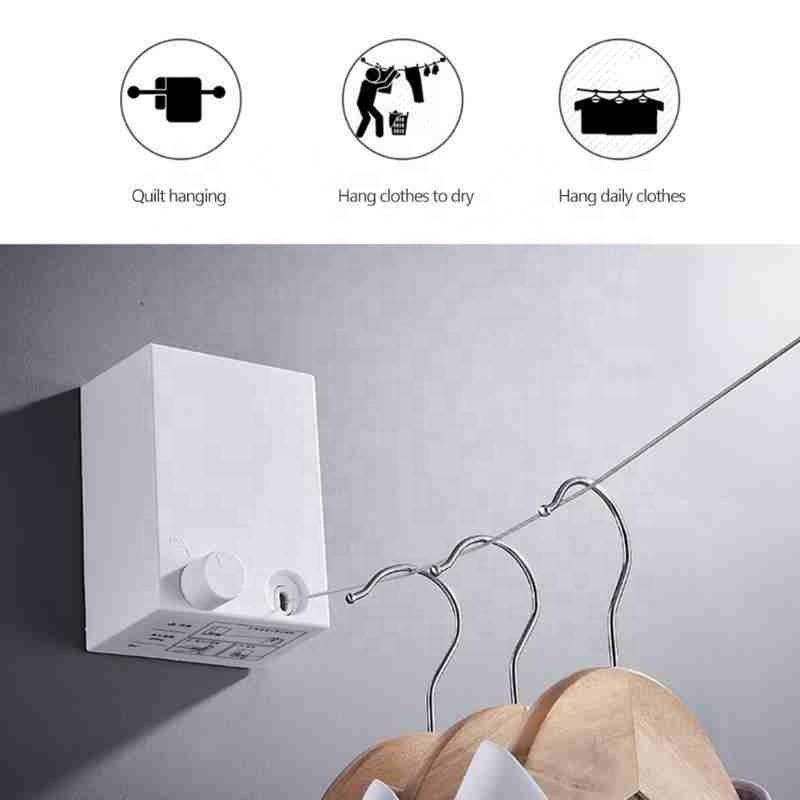 Retractable Clothesline Wire Wall Hanger Indoor Household Double-Line Telescopic Dryer Hanger for Clothes