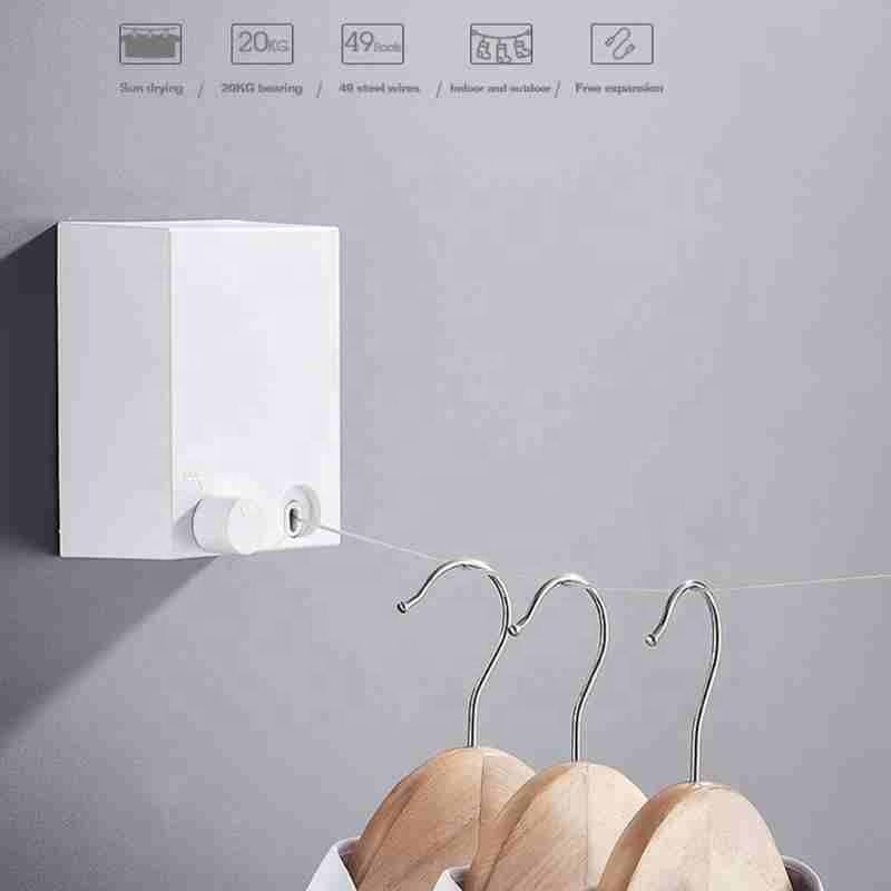 Retractable Clothesline Wire Wall Hanger Indoor Household Double-Line Telescopic Dryer Hanger for Clothes