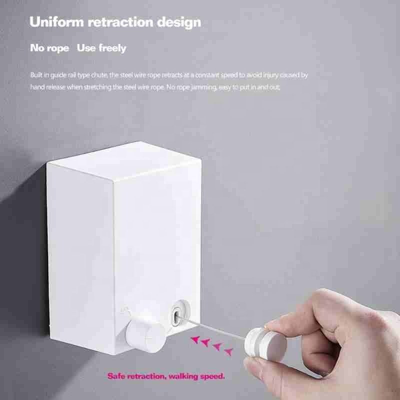 Retractable Clothesline Wire Wall Hanger Indoor Household Double-Line Telescopic Dryer Hanger for Clothes