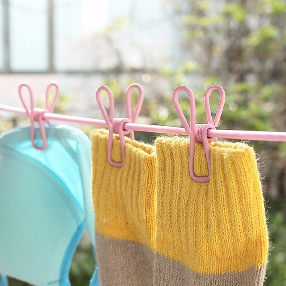 Portable outdoor stretch windproof with fixed balls clothes 12 pegs Clothesline