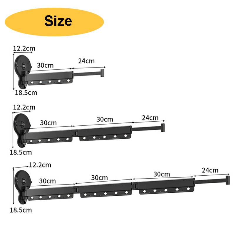 Suction cup type Wall Mounted Clothesline Laundry Hangers Racks Folding Clothes Hanger Retractable Aluminum Cloth Drying Rack