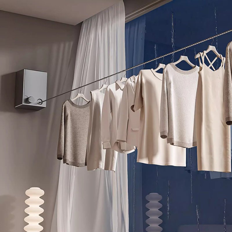 OWNSWING Easy Install Telescopic Clothes Drying Rope Without Punching Stainless Steel Wire Rope For Bathroom Balcony Drying