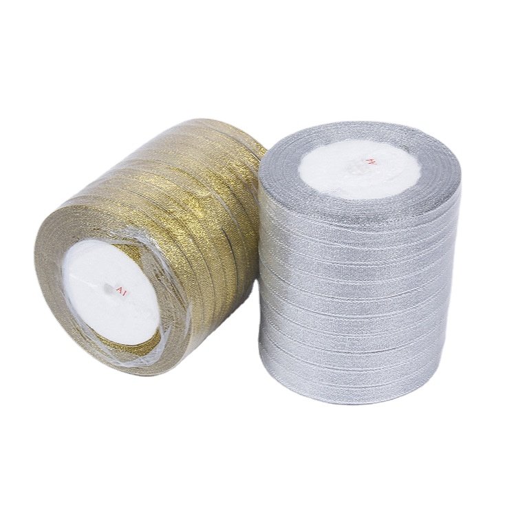 High-quality gold and bright grey onion with batch Explosive gift box packaging ribbon Golden cake box ribbon wholesale