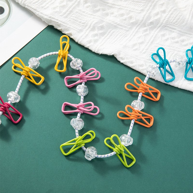 Indoor & Outdoor Travel Camping Retractable Windproof Clothes Line with 12pcs of Clothespin and 13pcs of Stopper