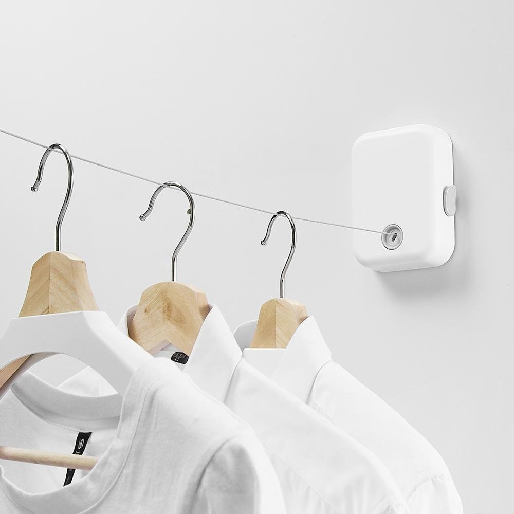 FLG square clothesline Indoor/Outdoor portable Retractable Clothesline in ABS, White