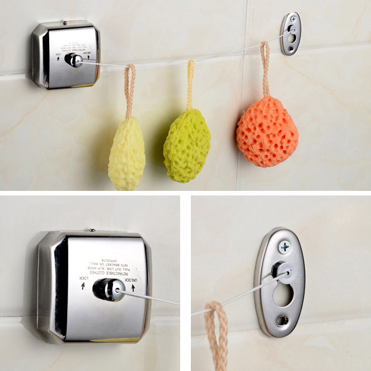 varal de roupa SUS304 Stainless Steel tendedero retractil Retractable Clothesline Clothes Hanger square Washing Line with Rope