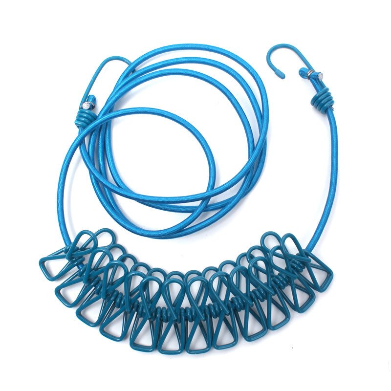 Portable Elastic Travel Clothesline with 12pcs Clothespins Travel Gadgets for Outdoor and Indoor Camping Use