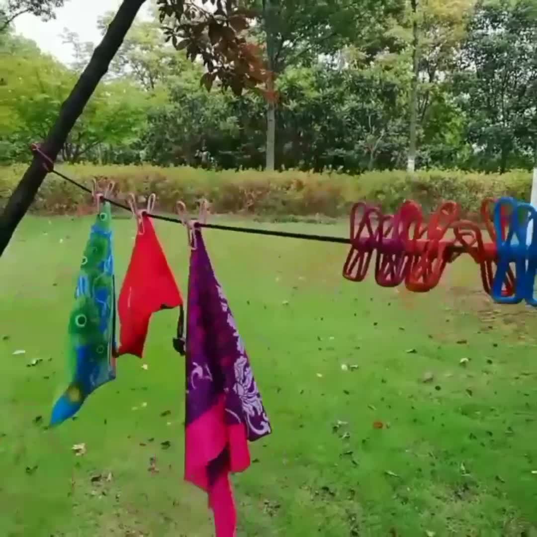 Portable Elastic Travel Clothesline with 12pcs Clothespins Travel Gadgets for Outdoor and Indoor Camping Use