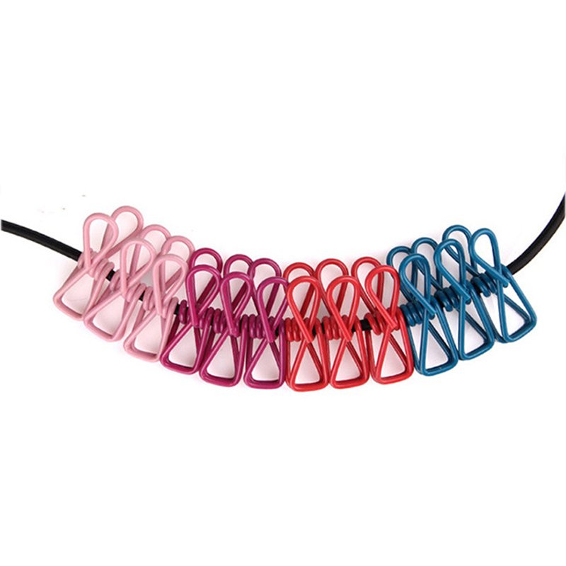 Portable Travel Elastic Clothesline Adjustable Clothesline with 12pcs Clothespins for Outdoor