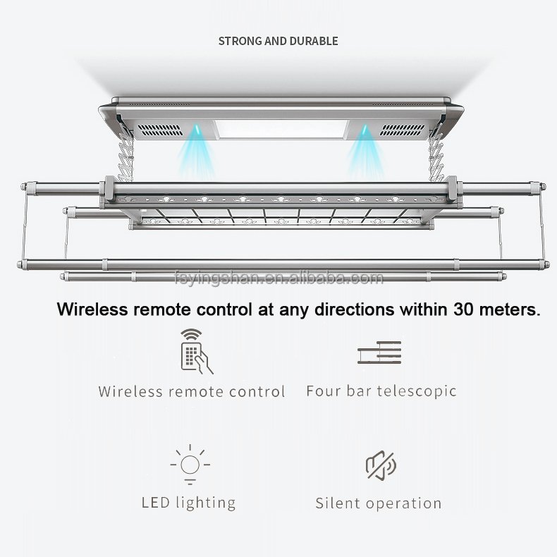 High Quality Manufacture Automatic Laundry Rack Clothesline Electric Clothes Drying Rack Hanger Carton El Clothes Rack System