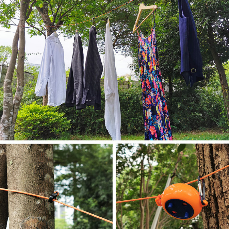 Clothesline Punch-free Retractable Hanging Rope Portable Windproof Non-slip Plastic for Home Travel Outdoor Room Applicable N/A