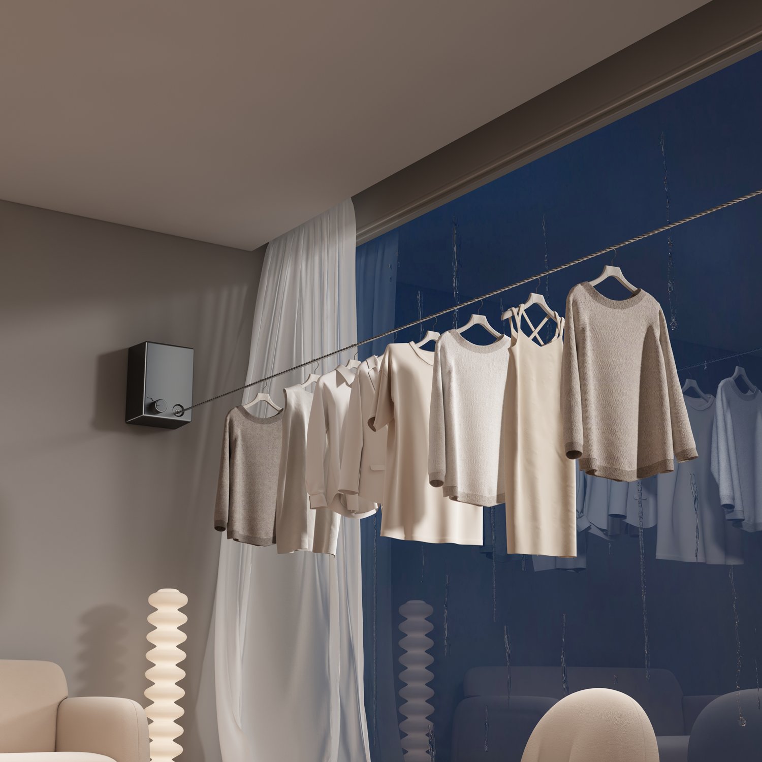 Retractable Clothesline Clothes Line Retracting Wall Mount Heavy Duty Stainless Steel Adjustable Drying Rope Wire Dryer