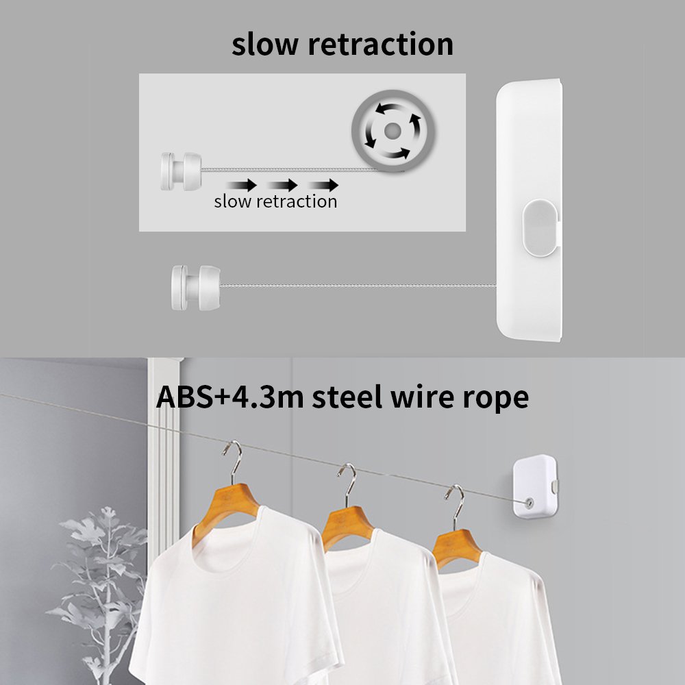 Stainless Steel Wire Clothesline Indoor Clothes Drying Clothesline Punch-Free Washing Clothes Line