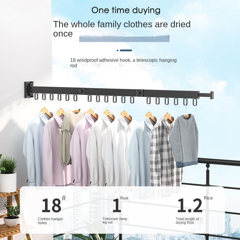 Space Aluminum Outdoor Balcony Foldable Corner No-Punch Easy Drying Clothes Rack Indoor