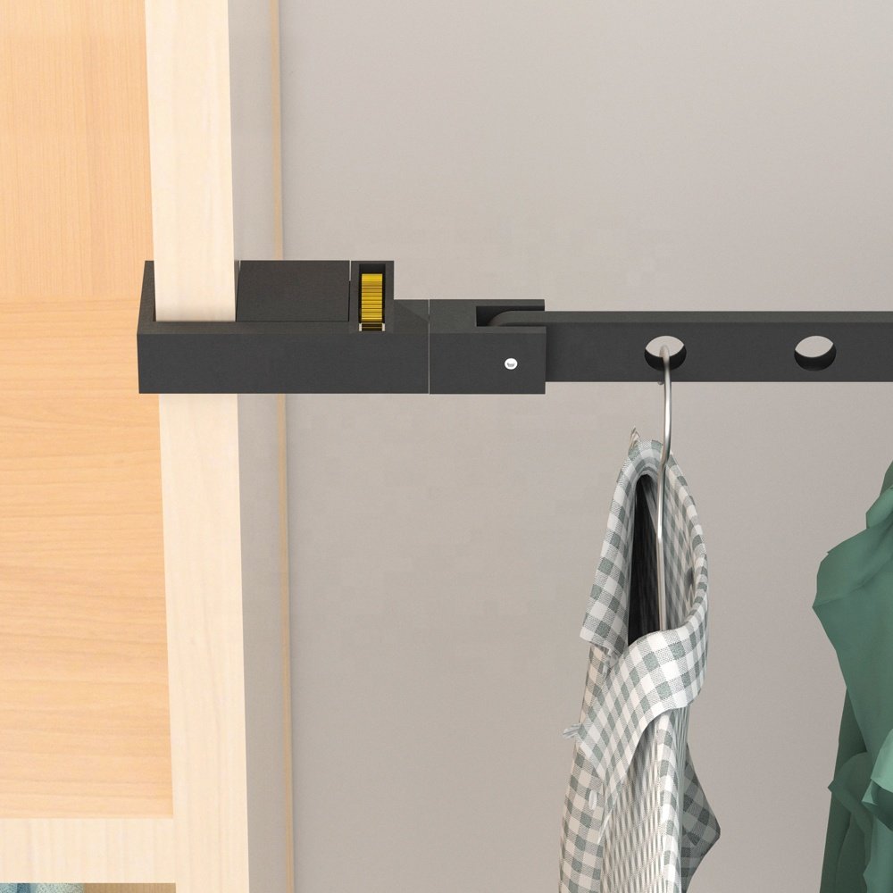Indoor Bathroom Black Aluminum Dryers Clothes Hanger Rack Foldable