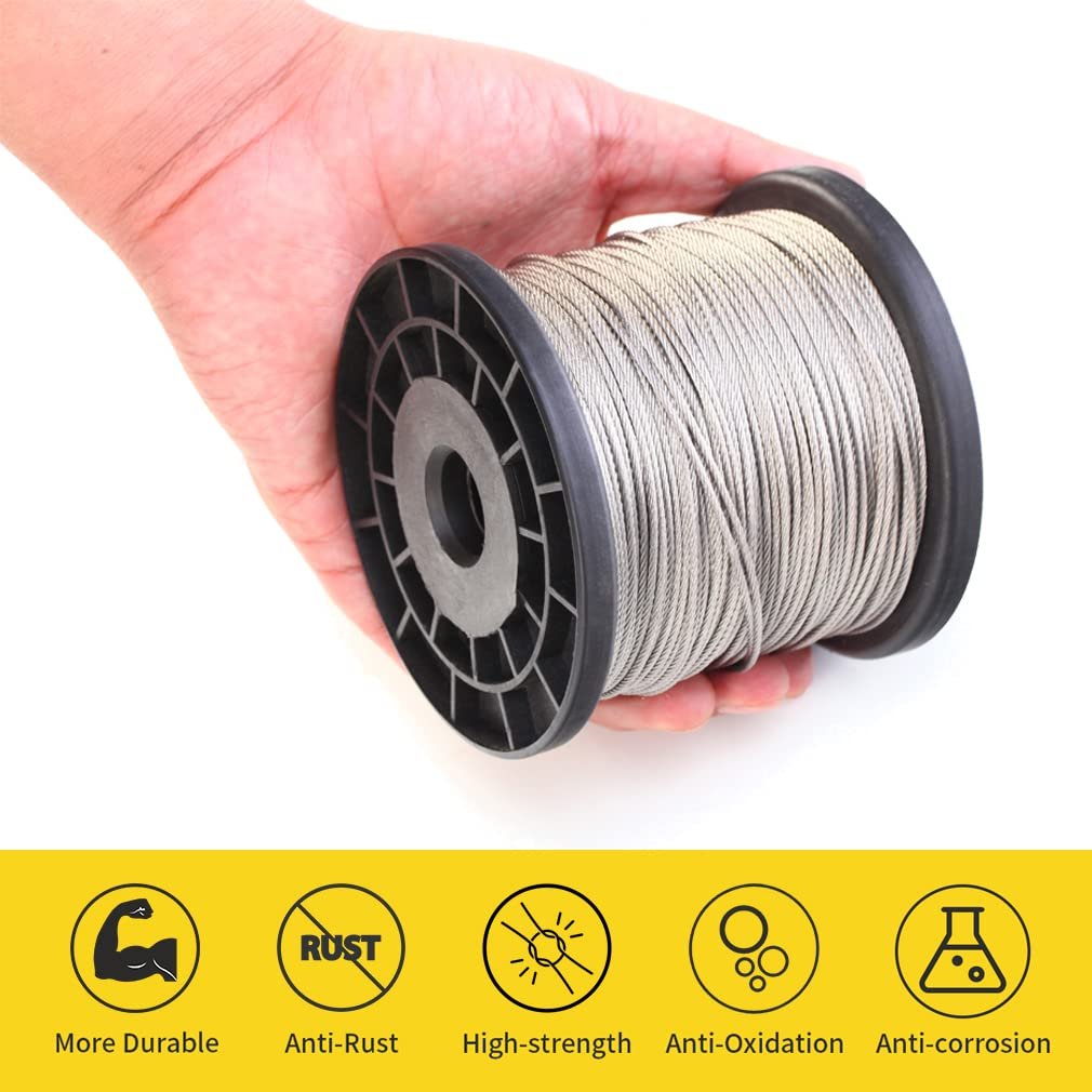 Stainless Steel Cable 1/8 Inch 300FT Deck Railing Cable T316 7x7 Stainless Steel Wire Rope