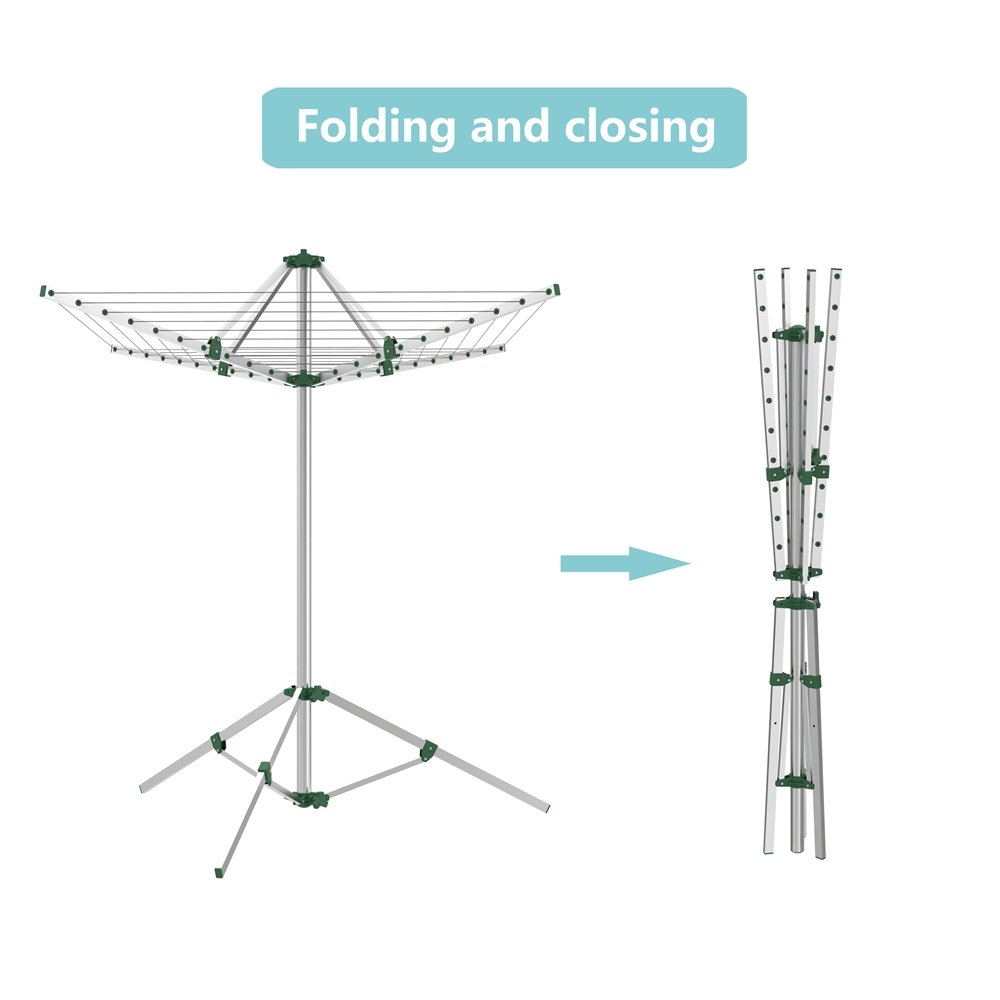 New Design 30M 3 Arms Aluminum Drying Umbrella Type With Feet Cloth Hanger Stand Clothes Airer Rack