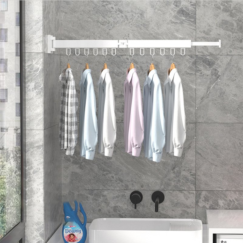 Wall Mounted Clothesline Laundry Hangers Racks Folding Clothes Hanger Retractable Aluminum Cloth Drying Rack