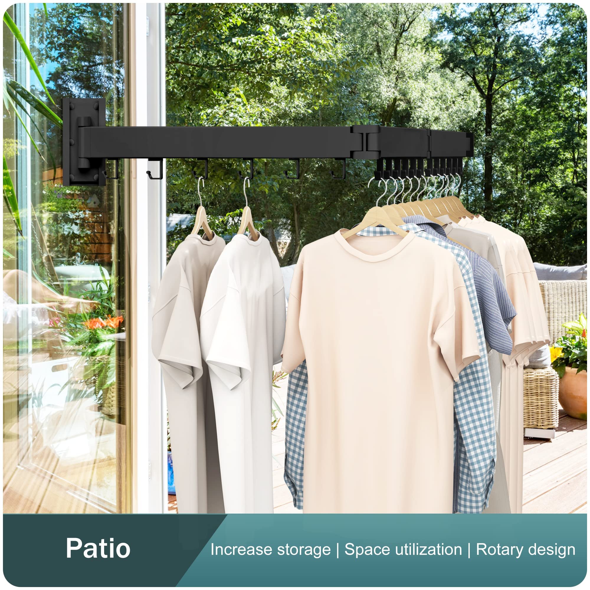 Clothesline Wall mounted Laundry drying rack Retractable Foldable clothes hanger