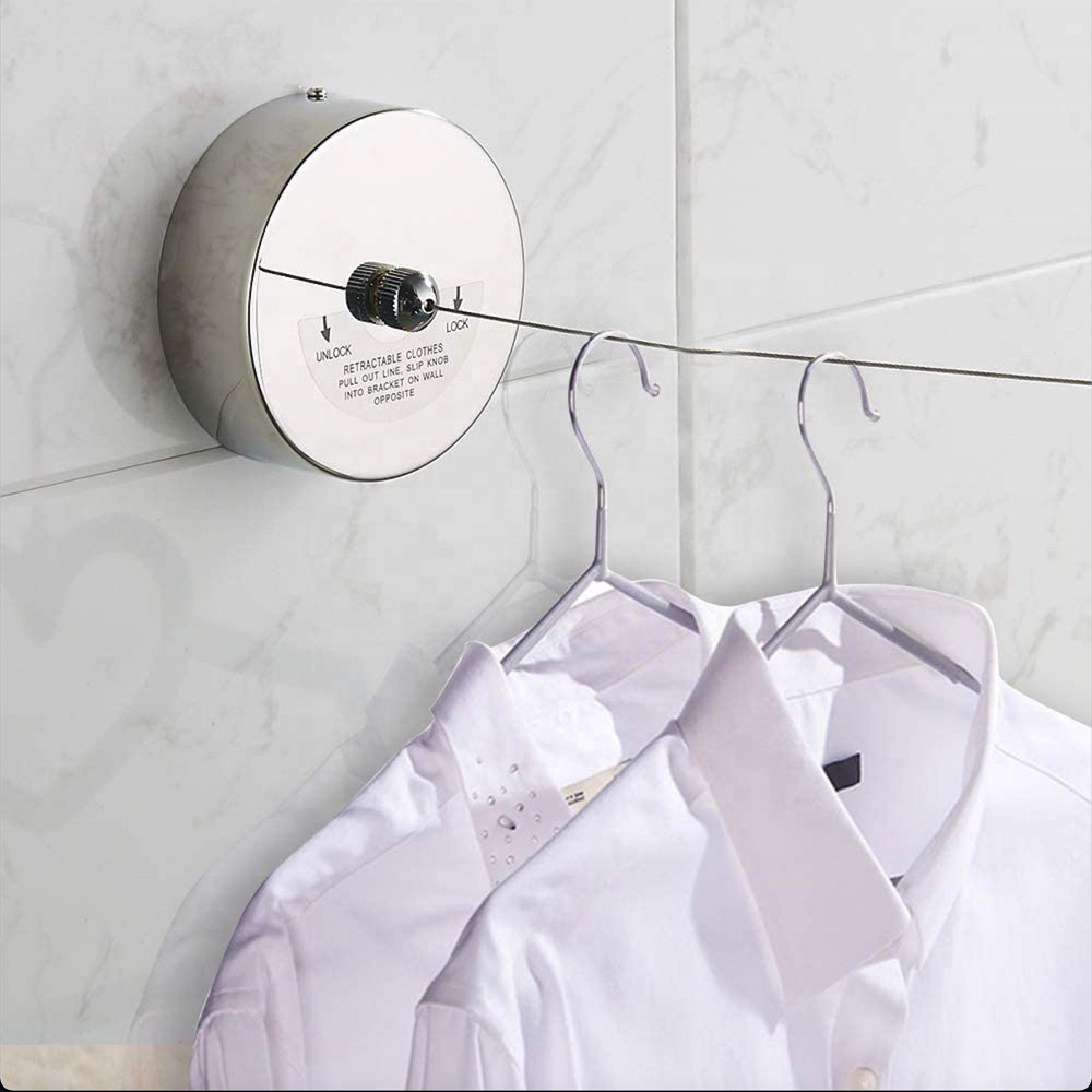 304 stainless steel retractable clothesline 9.2FT Stainless steel Indoor outdoor manufactures clothesline for Hotel Bathroom