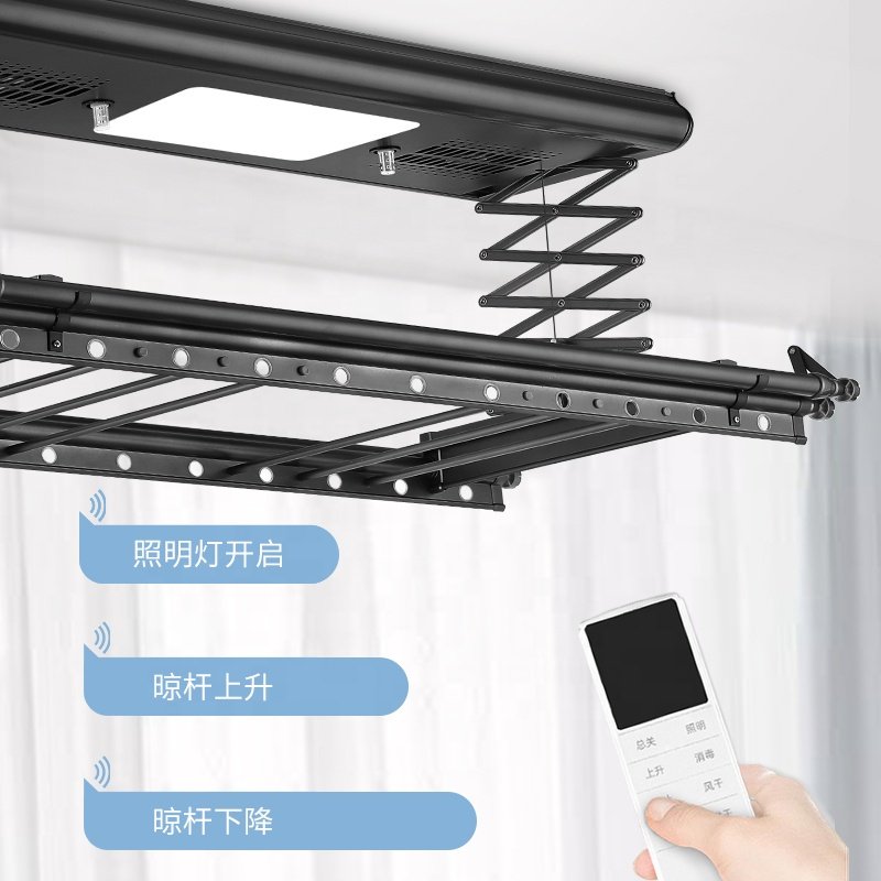 retractable Indoor ceiling wall mounted folding aluminum auto clothesline laundry dry drying hanger rack heater dryer