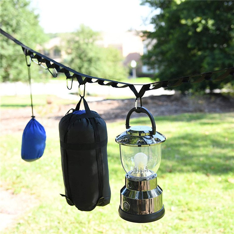 Manufacturers In Stock Outdoor Portable Tent Storage Camping Clothesline Strap 19 Ring Drying Clothes Travel Lanyard Webbing