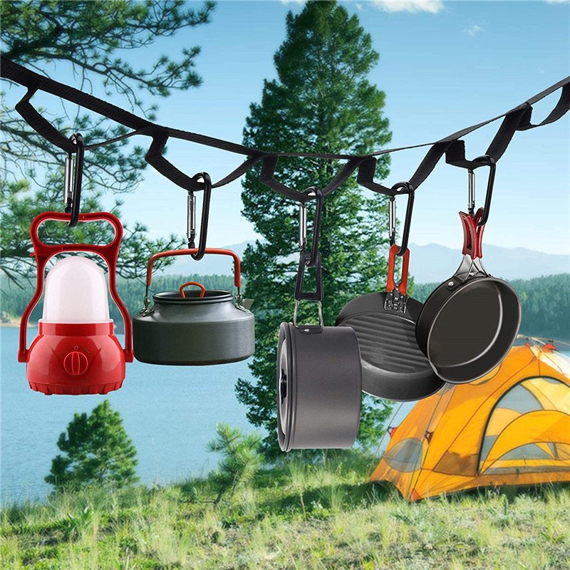 Manufacturers In Stock Outdoor Portable Tent Storage Camping Clothesline Strap 19 Ring Drying Clothes Travel Lanyard Webbing