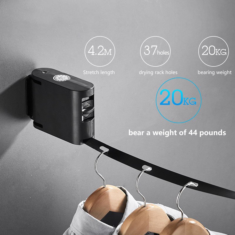 Retractable Clothesline, Indoors and Outdoors Heavy Duty Apartment Clothes Lines, Shower Laundry Drying Line Rope Reel