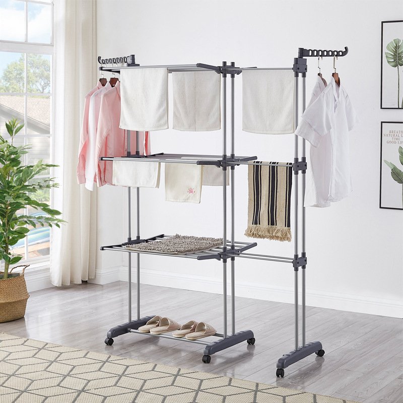 Foldable 3 Layers Adjustable Clotheslines Drying Rack Laundry Clothes Hanger Laundry Drying Rack
