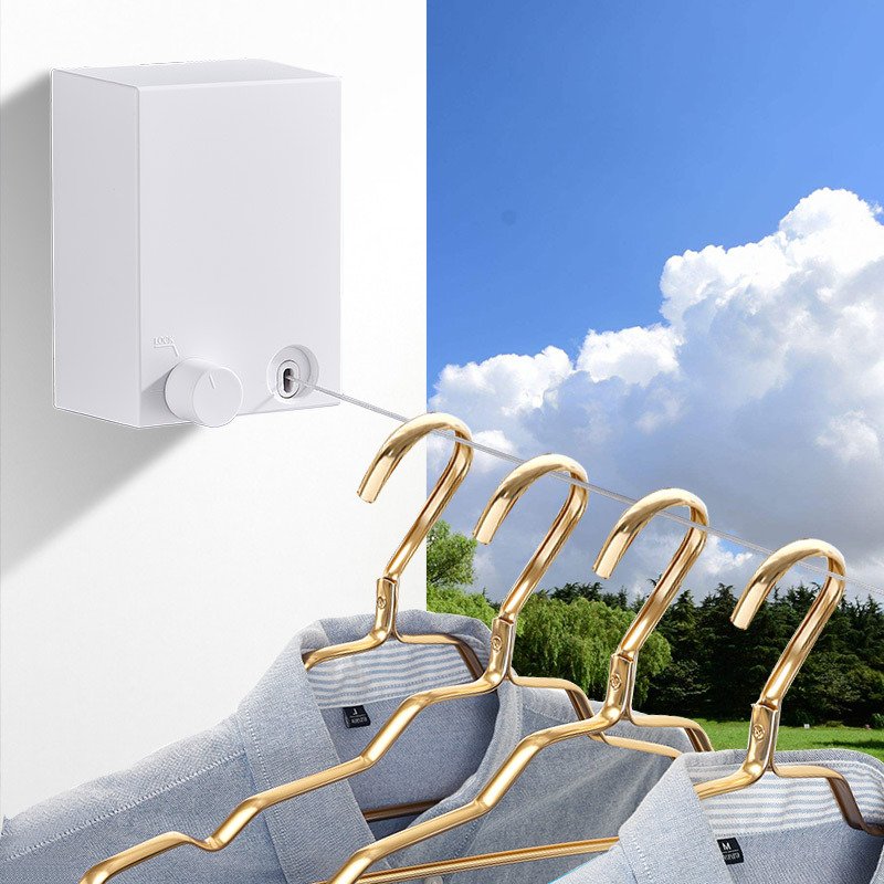 Retractable Clothesline ABS case+Aluminum Dryer with Adjustable Stainless Steel Double Rope String