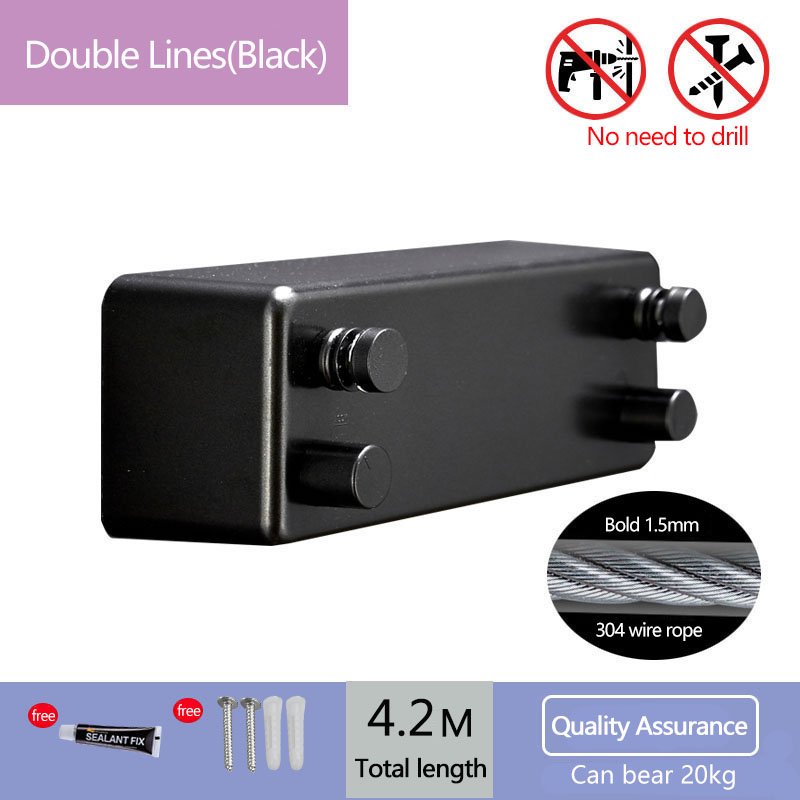 Retractable Clothesline ABS case+Aluminum Dryer with Adjustable Stainless Steel Double Rope String
