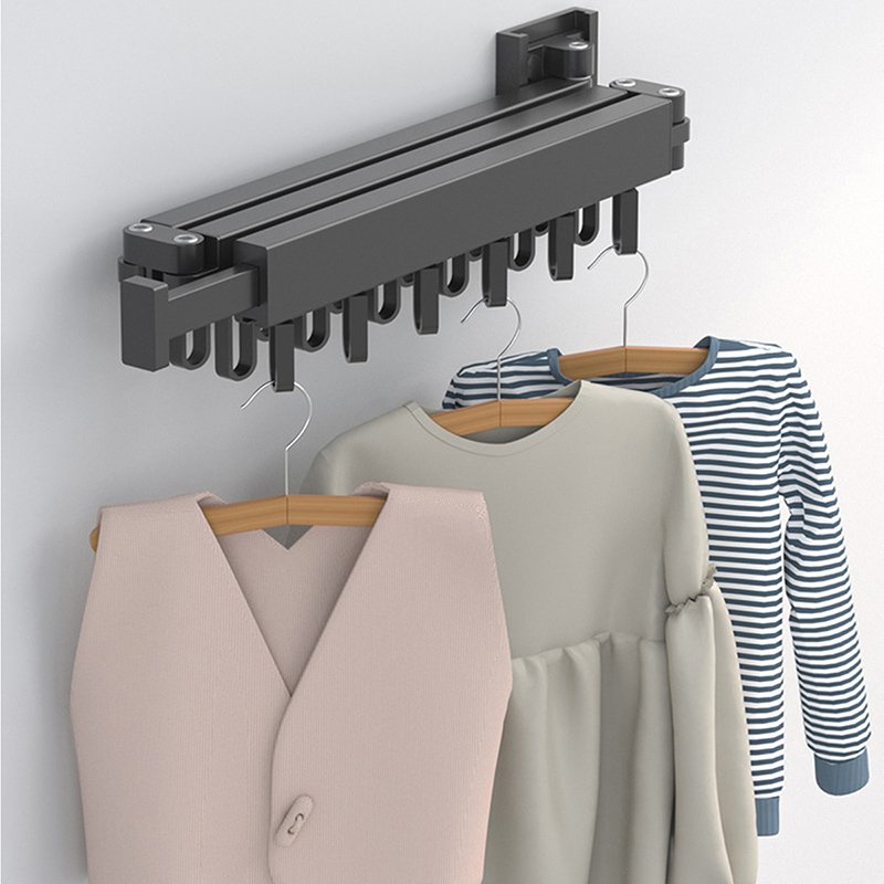 Folding extendable Clothes Hanger Wall Mount Retractable Cloth Drying Rack Indoor Aluminum Home clotheslines clothes