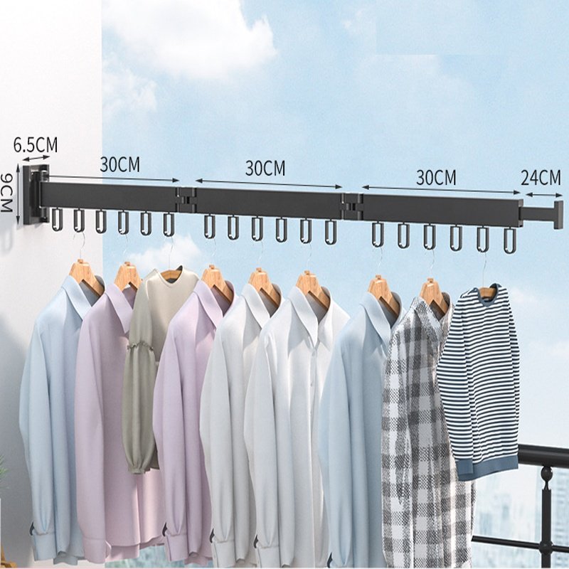 Wall Mounted Clothesline Laundry Hangers Racks Folding Clothes Hanger Retractable Aluminum Cloth Drying Rack