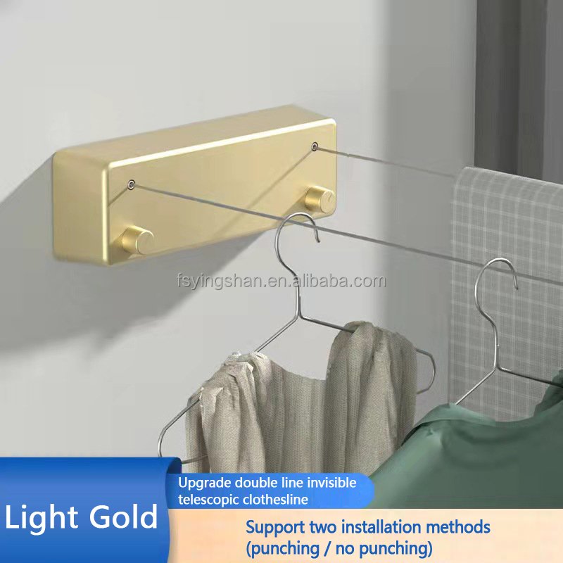 Factory Selling Portable Clothesline Wall Mounted Clothesline Stainless Steel Wire 304 Double Line Telescopic Clothesline