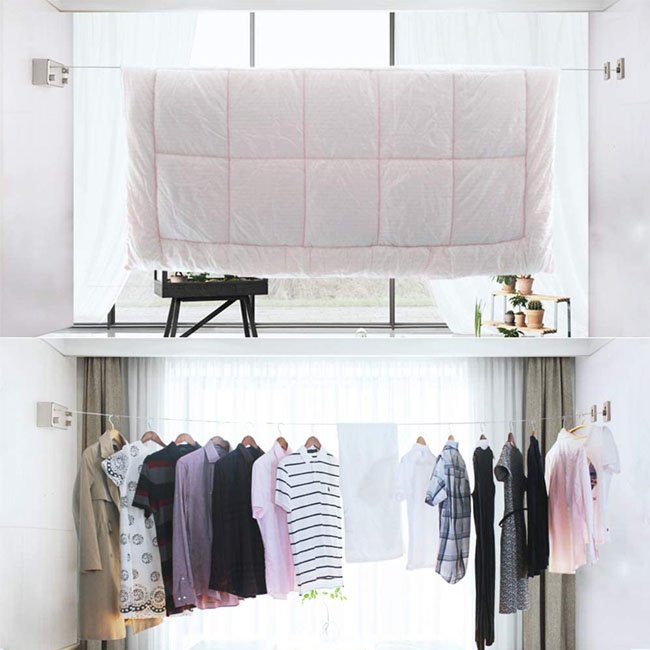 Best Good Sale Retractable Clothesline Indoors Laundry Line with Adjustable Stainless Steel Double Rope Wall Mounted Drying Line