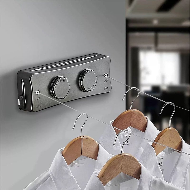 OWNSWING Retractable Clothesline Laundry Line with Adjustable Stainless Steel Double Rope Wall Mounted Space-Saver Drying Line