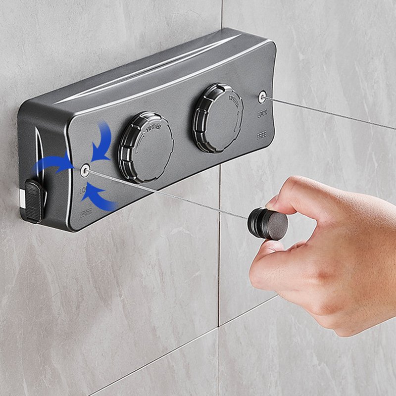 OWNSWING Retractable Clothesline Laundry Line with Adjustable Stainless Steel Double Rope Wall Mounted Space-Saver Drying Line