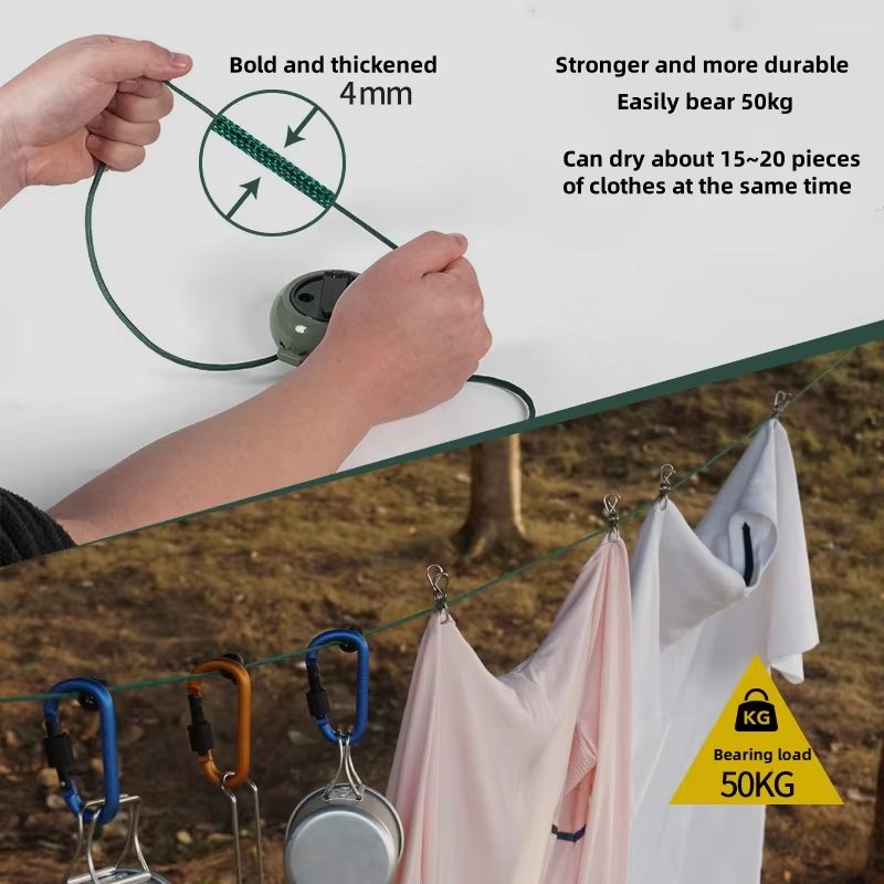 Portable hand-cranked clothesline travel hotel non-slip windproof retractable punch-free clothesline