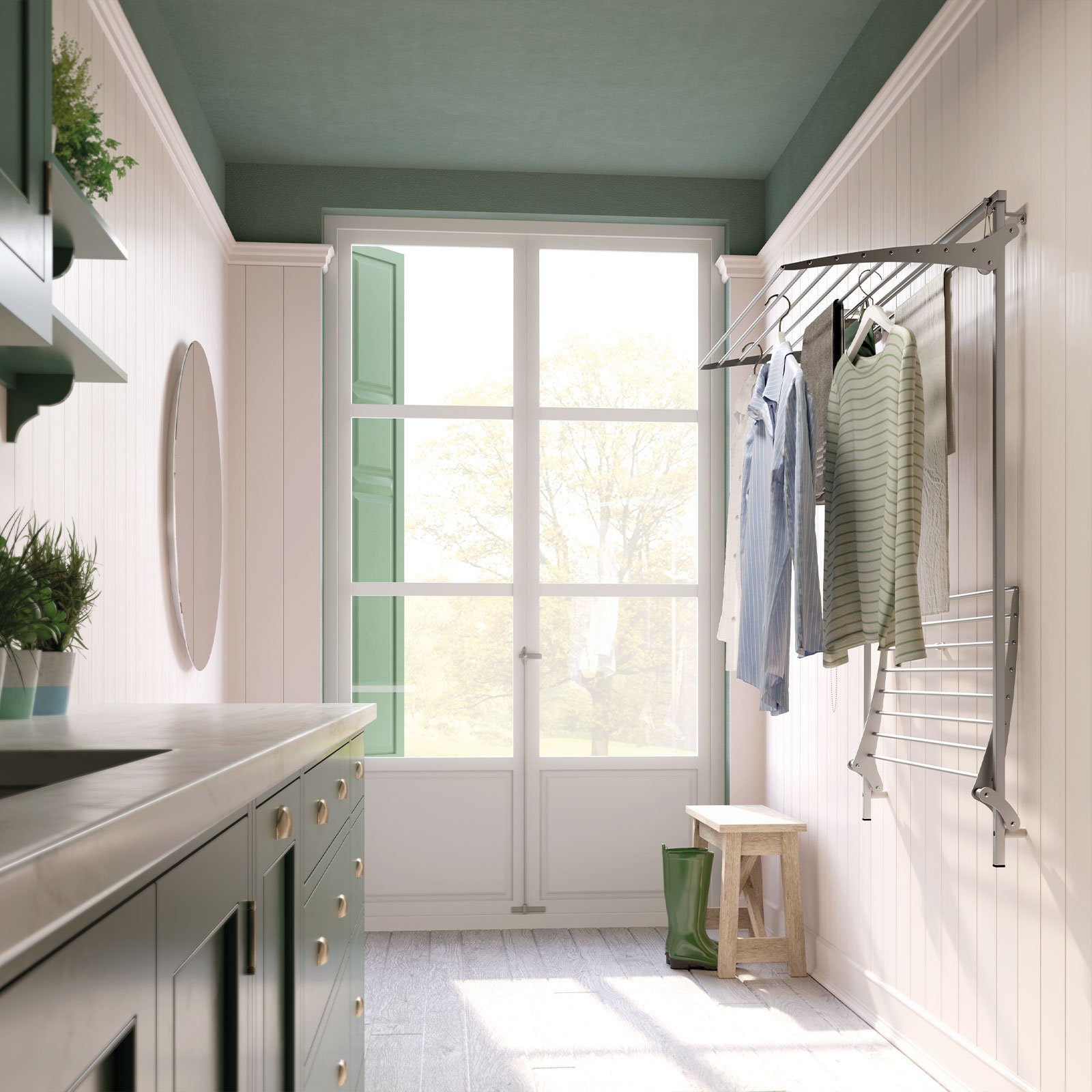 Premium Quality Wall clothes drying rack Made in Italy wall mounted clothes airer 152x137x52 cm