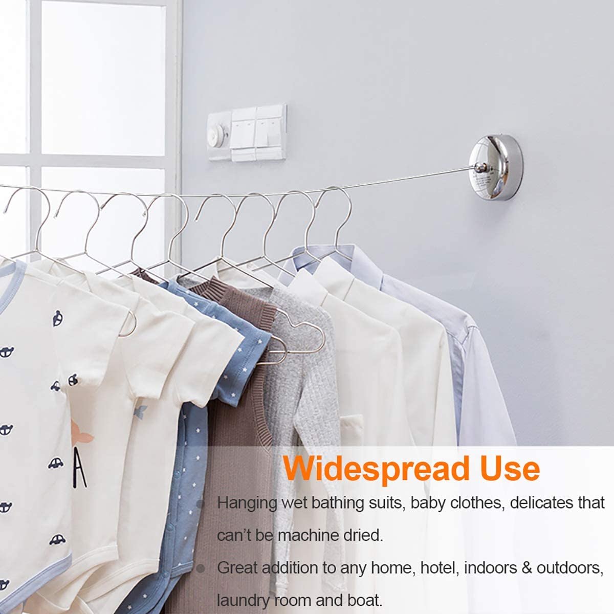 Hotel modern varal tendedero retractil Stainless Steel Retractable Clothesline Clothes Hanger square Washing Line with Rope
