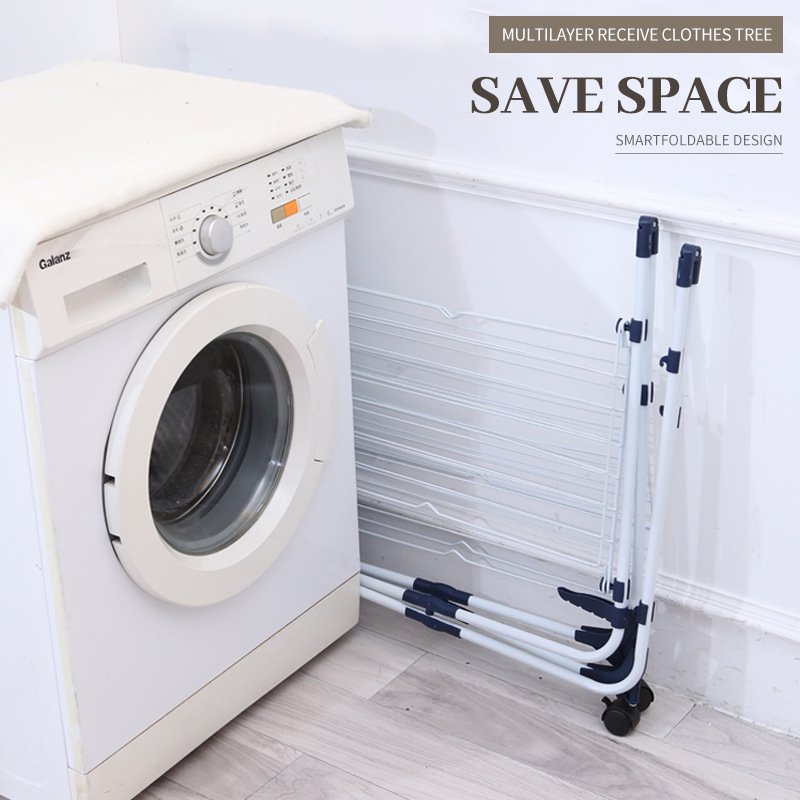 Drying rack Winged Foldable 3 Layers clotheslines Stand Drying Rack Laundry folding clothes rack