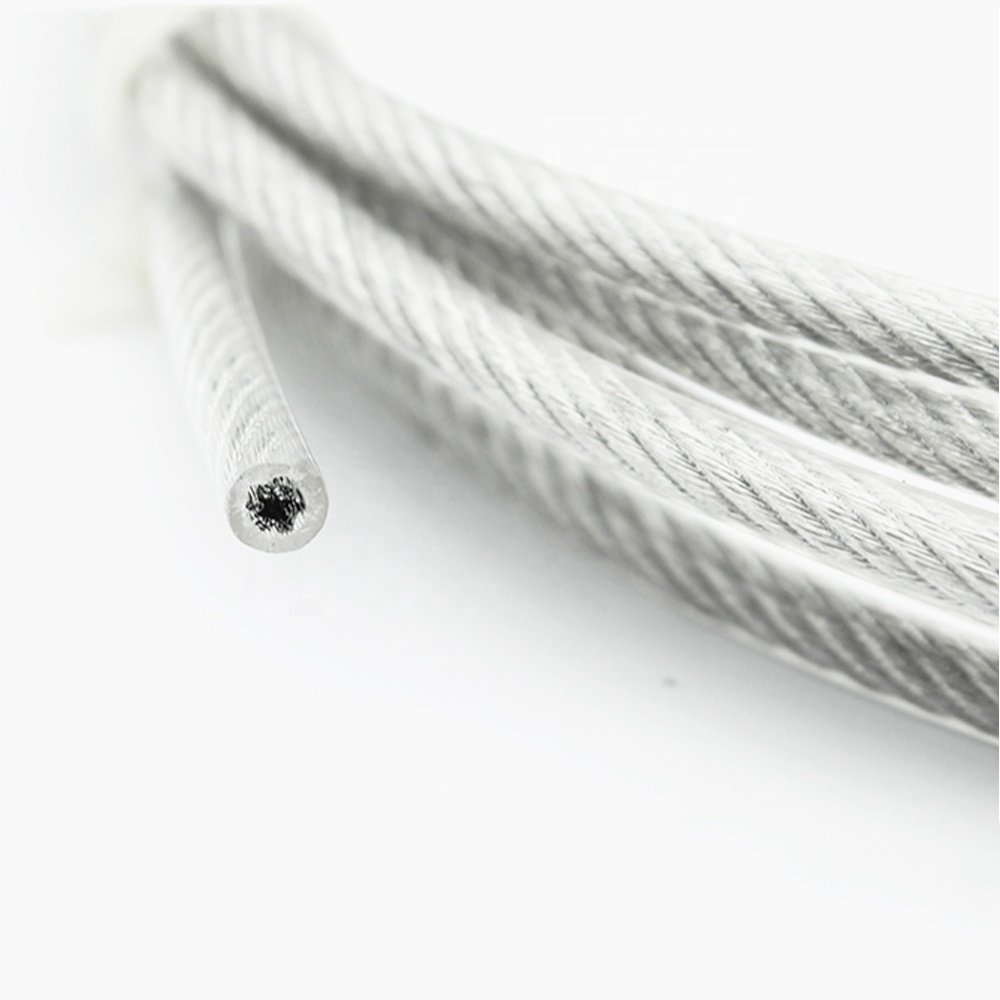 0.50MM 7x7 Transparent PVC Coated Stainless Steel Wire Rope ,Steel Wire Cable , AISI 201/304/316