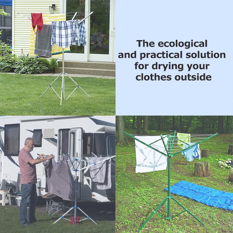 HOMFUL Foldable Clothes Drying Rack Portable Umbrella Drying Rack RV Folding Clothesline Rotary Airer for Rv Outdoor Camping