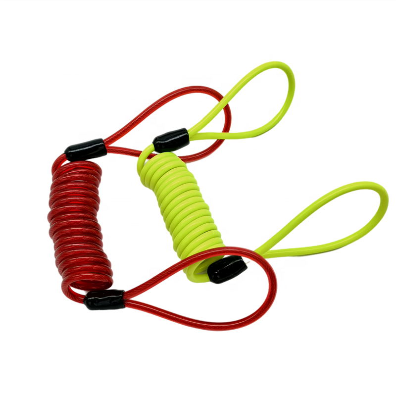 1.2 meters spring shape portable steel wire rope for all kinds of locks , clothesline, helmet safety rope